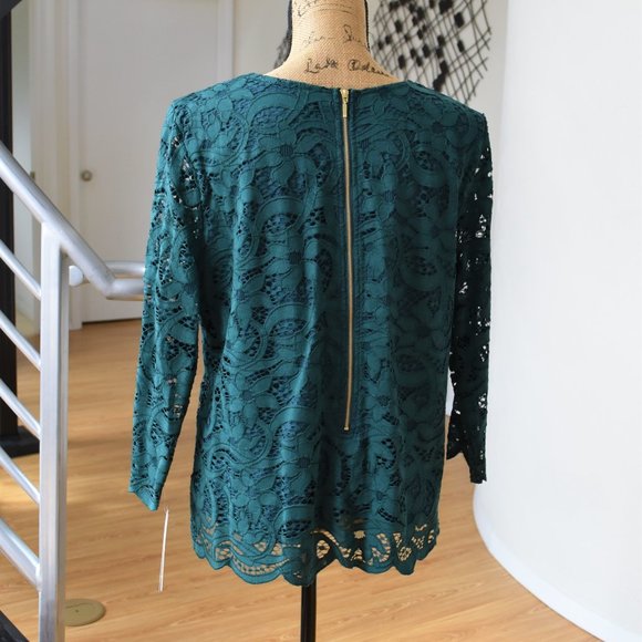 NWT Nanette Lepore Lace Long Sleeve Blouse Top. - Picture 4 of 7